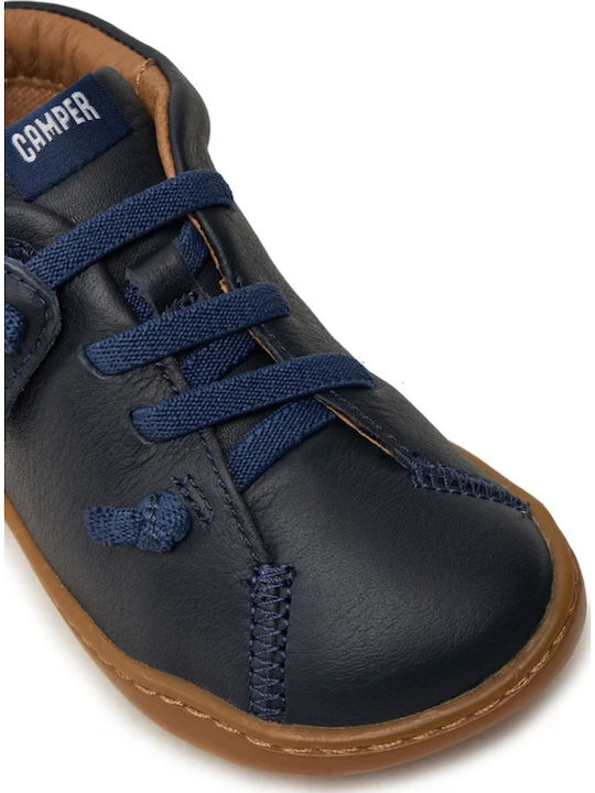 Peu Cami Leather Kids Boots with Laces Navy Blue