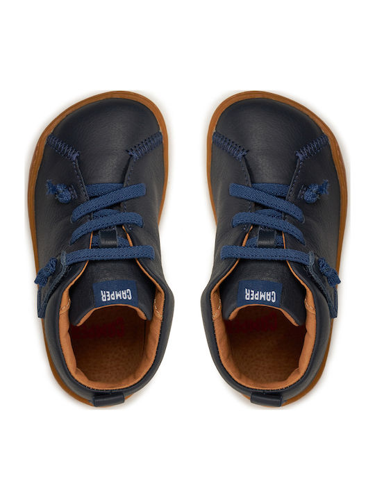 Peu Cami Leather Kids Boots with Laces Navy Blue