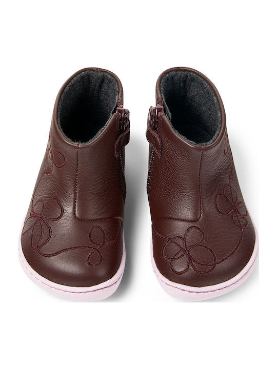 TWINS Anatomical Leather Kids Boots with Zipper Brown