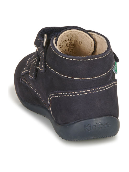 Bronko Ανατομικά Suede Παιδικά Μποτάκια με Σκρατς Navy Μπλε