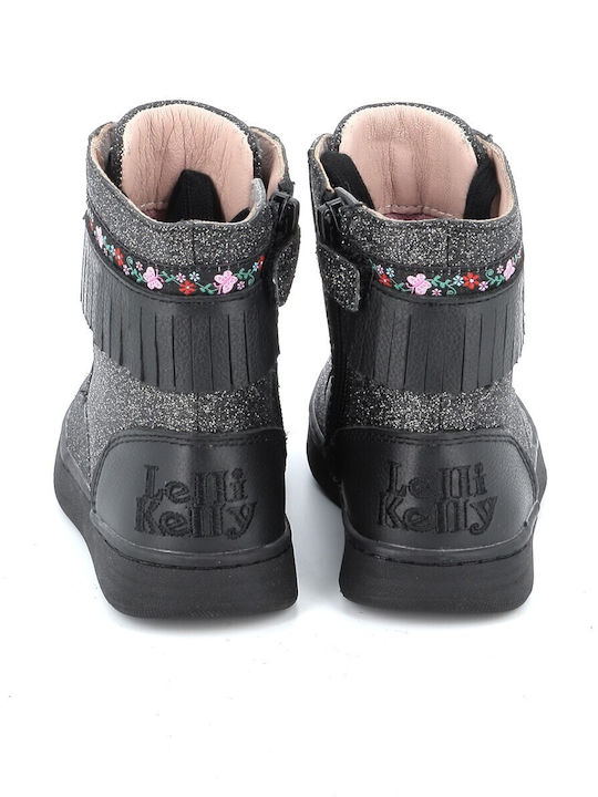 Leather Kids Boots with Zipper Gray