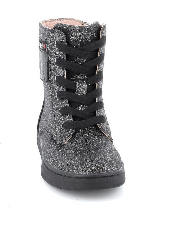 Leather Kids Boots with Zipper Gray