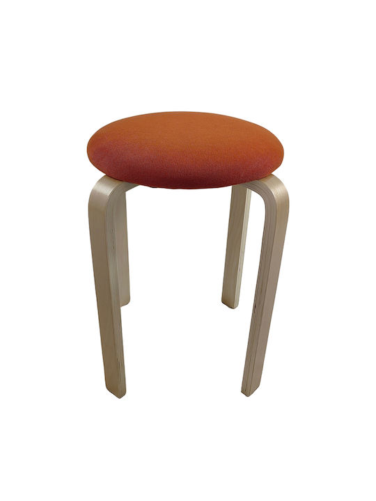 Stool For Living Room Wooden Miloa Orange/natural 42x42x45cm