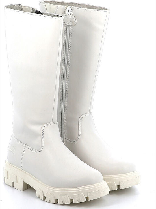 Lederne Kinderstiefel mit Reißverschluss Weiße