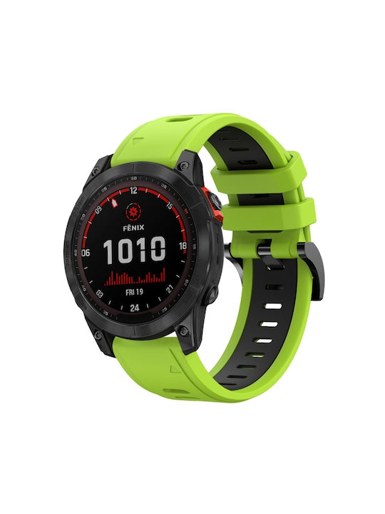 Garmin Fenix 7 Solar 22mm Zweifarbiges Sportliches Silikonarmband Für Uhr Grün Leuchtend + Schwarz