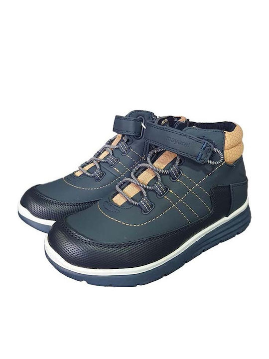 Lederne Kinderstiefeletten mit Klettverschluss Blau