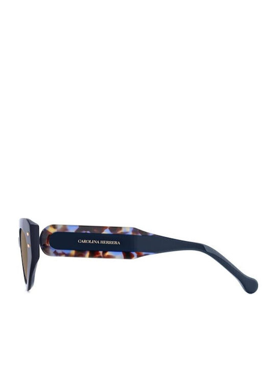 Carolina Herrera Women's Sunglasses with Blue Horn-Rimmed Frame and Brown Lenses HER 0221 G S XP8 70
