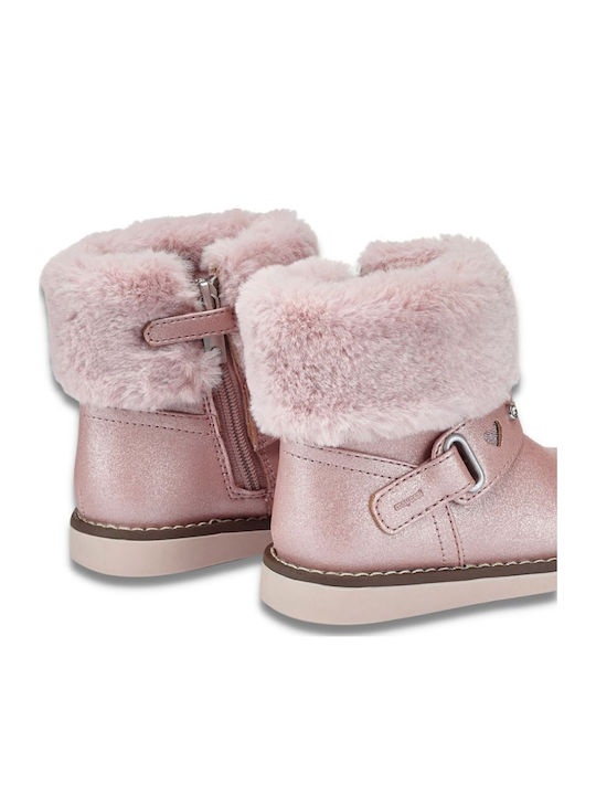 Anatomisch Lederne Kinderstiefeletten mit Reißverschluss Rosa