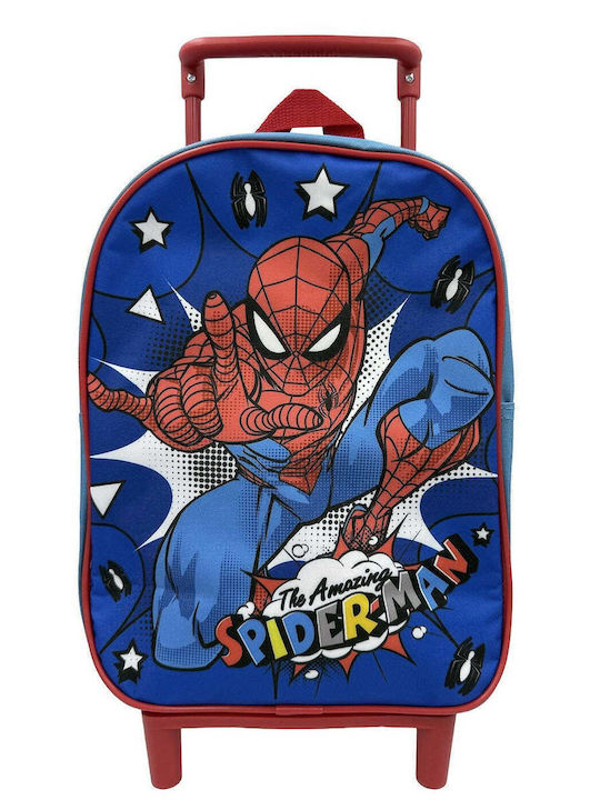Spiderman Σχολική Τσάντα Τρόλεϊ Νηπιαγωγείου Μπλε