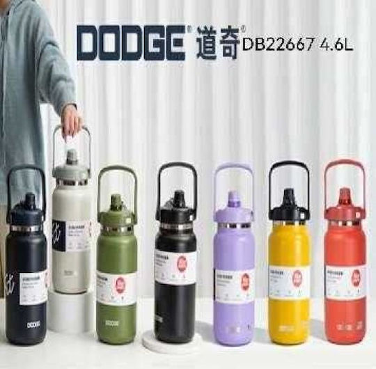 Bottle Thermos Stainless Steel / Plastic 4.6lt Black with Straw