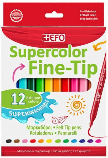 +Efo Supercolor Fine-Tip Waschbare Zeichenmarker Dünne Set 12Stück