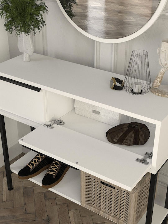 Suzy Wooden Console Table with Mirror White L90xW29.6xH76cm