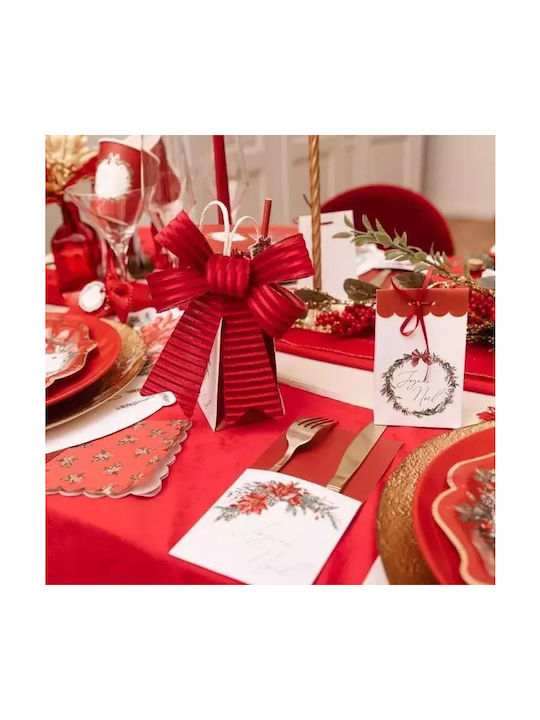 Hanging Bow Ornament Red with Glitter 13x16cm Set 2pcs