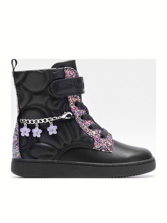 Lederne Kinderstiefel mit Reißverschluss Schwarz