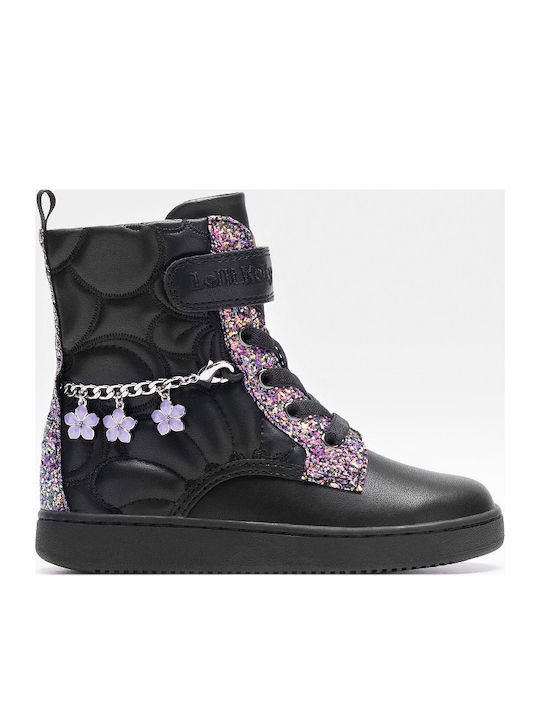 Lederne Kinderstiefel mit Reißverschluss Schwarz
