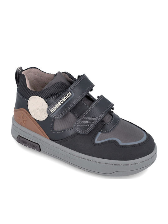 Anatomical Leather Kids Boots with Velcro Black