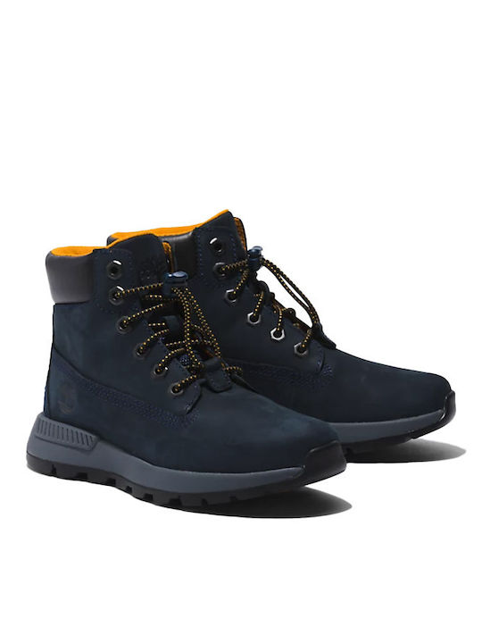 Killington Trekker Leather Kids Boots with Laces Blue