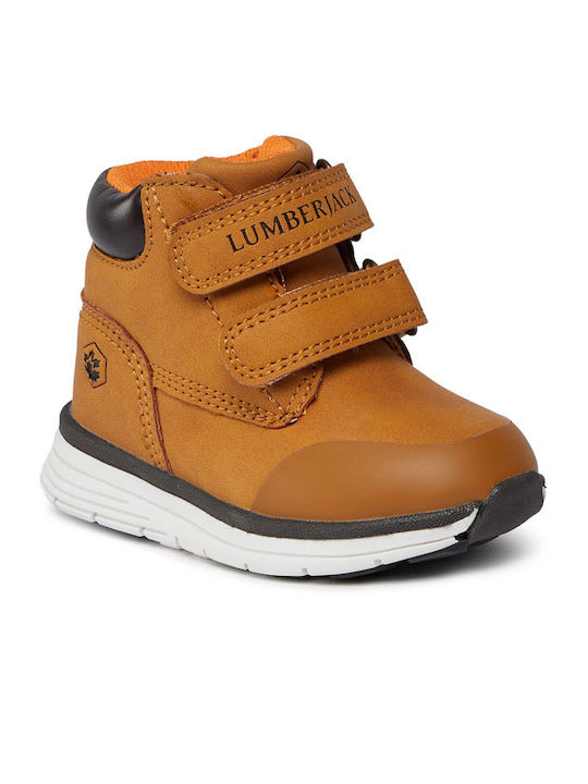 Alvis Leather Kids Boots with Velcro Tabac Brown