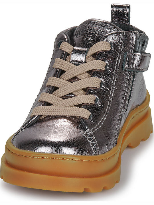 BRUTUS Kids Boots from Patent Leather with Zipper Gray