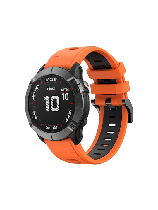 Garmin Fenix 6 Pro GPS 22mm Doppelt Farbiges Sportliches Silikon Tragbare Bänder Uhr Orange+Schwarz