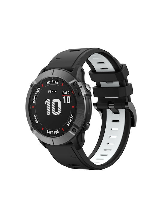 Garmin Fenix 6 Pro Gps 22mm Δίχρωμο Αθλητικό Μπρασελέ Σιλικόνης Μαύρο+λευκό Garmin Fenix 6 Pro Gps 22mm Δίχρωμο Αθλητικό Μπρασελέ Σιλικόνης Μαύρο+λευκό