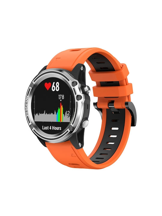 Garmin Quatix 5 Sapphire 22mm Δίχρωμο Αθλητικό Μπρασελέ Σιλικόνης Πορτοκαλί+μαύρο Garmin Quatix 5 Sapphire 22mm Δίχρωμο Αθλητικό Μπρασελέ Σιλικόνης Πορτοκαλί+μαύρο