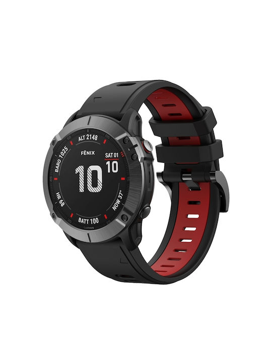 Garmin Fenix 6 Pro Gps 22mm Δίχρωμο Αθλητικό Λουράκι Σιλικόνης Ρολόι Μαύρο+κόκκινο Garmin Fenix 6 Pro Gps 22mm Δίχρωμο Αθλητικό Λουράκι Σιλικόνης Ρολόι Μαύρο+κόκκινο