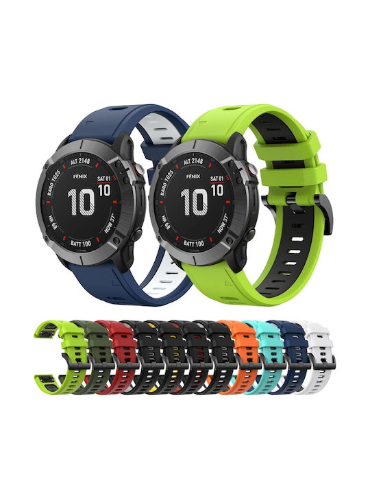 Garmin Fenix 6 Pro Gps 22mm Two-Tone Sports Silicone Watch Strap Black+Red