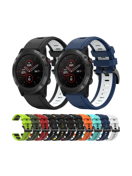 Garmin Fenix 5 Plus 22mm Two-Tone Sports Silicone Watch Strap Black+Red