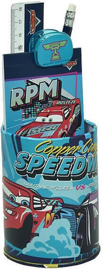 Gim Cars Set de Papetărie pentru Copii cu Creion, Așcutitoare, Radieră, Caiet de Notițe, Riglă și Cutie pentru Creioane Cars 6buc