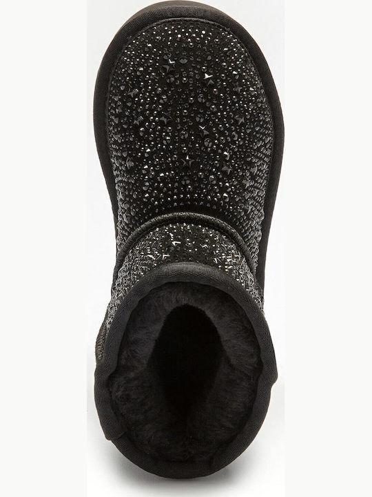 Olivia Suede Kids Boots with Zipper Black