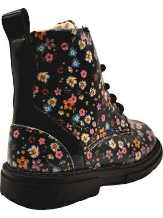 Anatomical Leather Kids Boots with Zipper Si Luc Flower