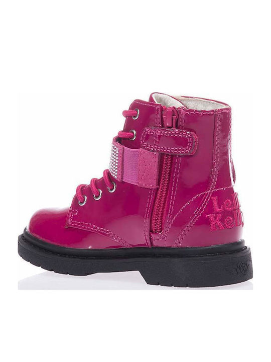 Stella Stellina Vernice Leather Kids Boots with Zipper Fuchsia