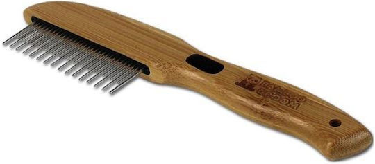 Bamboo Groom Thinning Comb with 31 Rotating Teeth