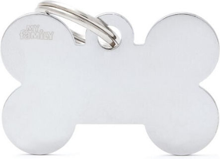 My Family Basic Dog ID Tag Gold Metal Bone 3x2cm Personalized