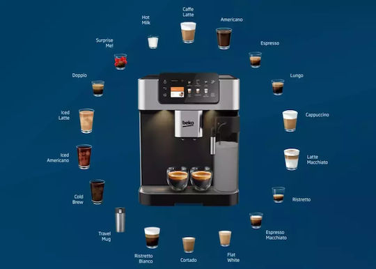 Beko Automatic Espresso Machine 1350W Pressure 19bar for Cappuccino Black S71013934