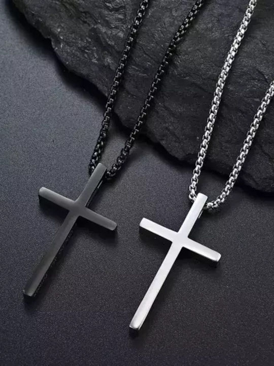 Bode Crucifix Masculin Negru Din Oțel Fără Lanț
