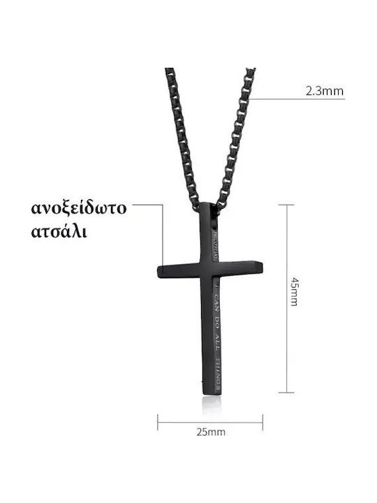 Bode Crucifix Masculin Negru Din Oțel Fără Lanț