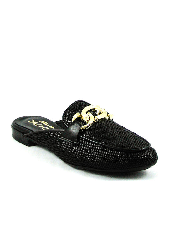Flat Leather Mules in Black Color