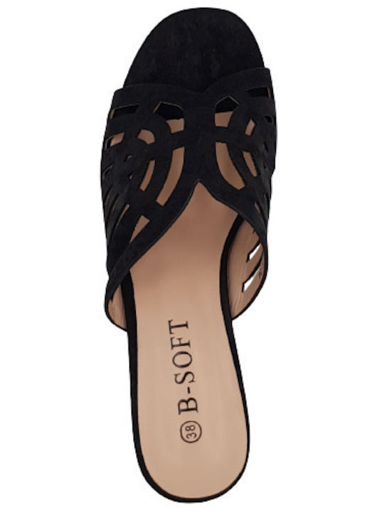 Mules mit Chunky Niedrig Absatz in Schwarz Farbe