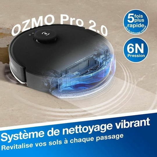 Ecovacs Deebot N20 Pro Plus Σκούπα Ρομπότ με Χαρτογράφηση Laser & Απορρόφηση 8000Pa Μαύρη