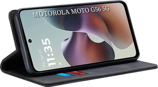 Techsuit Confy Cover Motorola Moto Book Silicone / Synthetic Leather Black (Motorola Moto G56)