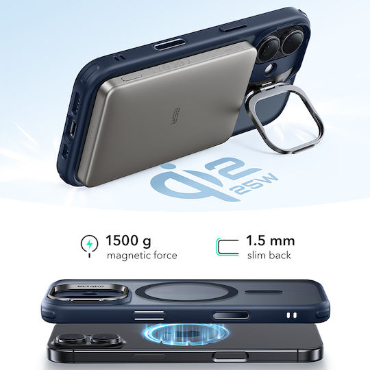 ESR Classic Hybrid Halolock Kickstand Umschlag Rückseite Metallisch Blau (iPhone 17)
