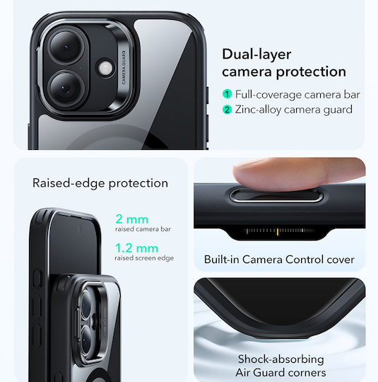 ESR Classic Hybrid Halolock Kickstand Back Cover Metallic Transparent (iPhone 17)