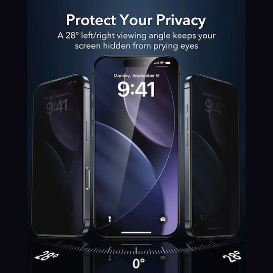 ESR Armorite Privatsphäre Displayschutzfolie 3Stück Schwarz (iPhone 17 Pro Max / iPhone 17 Pro / iPhone 16 Pro Max)