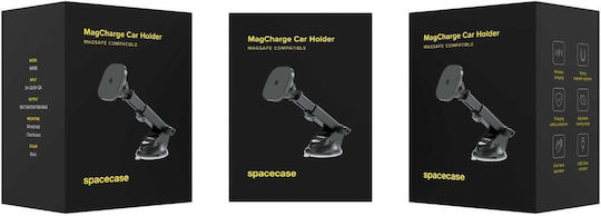 Spacecase Поставка за Мобилен Телефон за Кола с магнит и Безжично Зареждане MagSafe Черна
