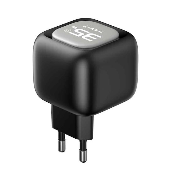 Havit Φορτιστής GaN με Θύρα USB-A και Θύρα USB-C και Καλώδιο USB-C 35W Μαύρος (UC251)