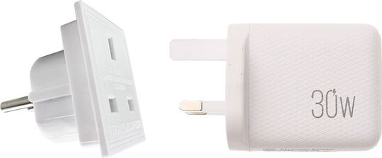 Lamtech Φορτιστής Χωρίς Καλώδιο με Θύρα USB-A και Θύρα USB-C 30W Power Delivery / Quick Charge 3.0 Λευκός (LAM980794)