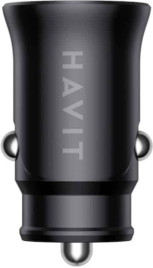 Havit Havit Auto Ladegerät 20W 3A mit Anschlüssen: 1xUSB-A 1xTyp-C zusammen mit Kabeltyp Typ-C Schwarz Farbe