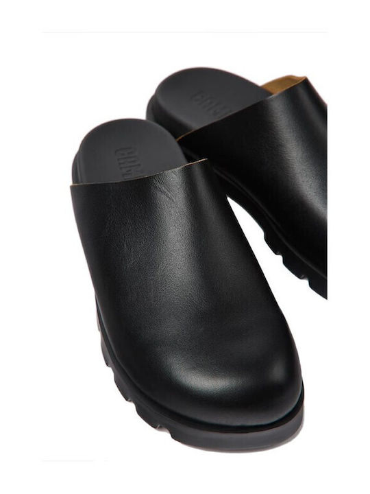 Flat Δερμάτινα Mules σε Μαύρο Χρώμα